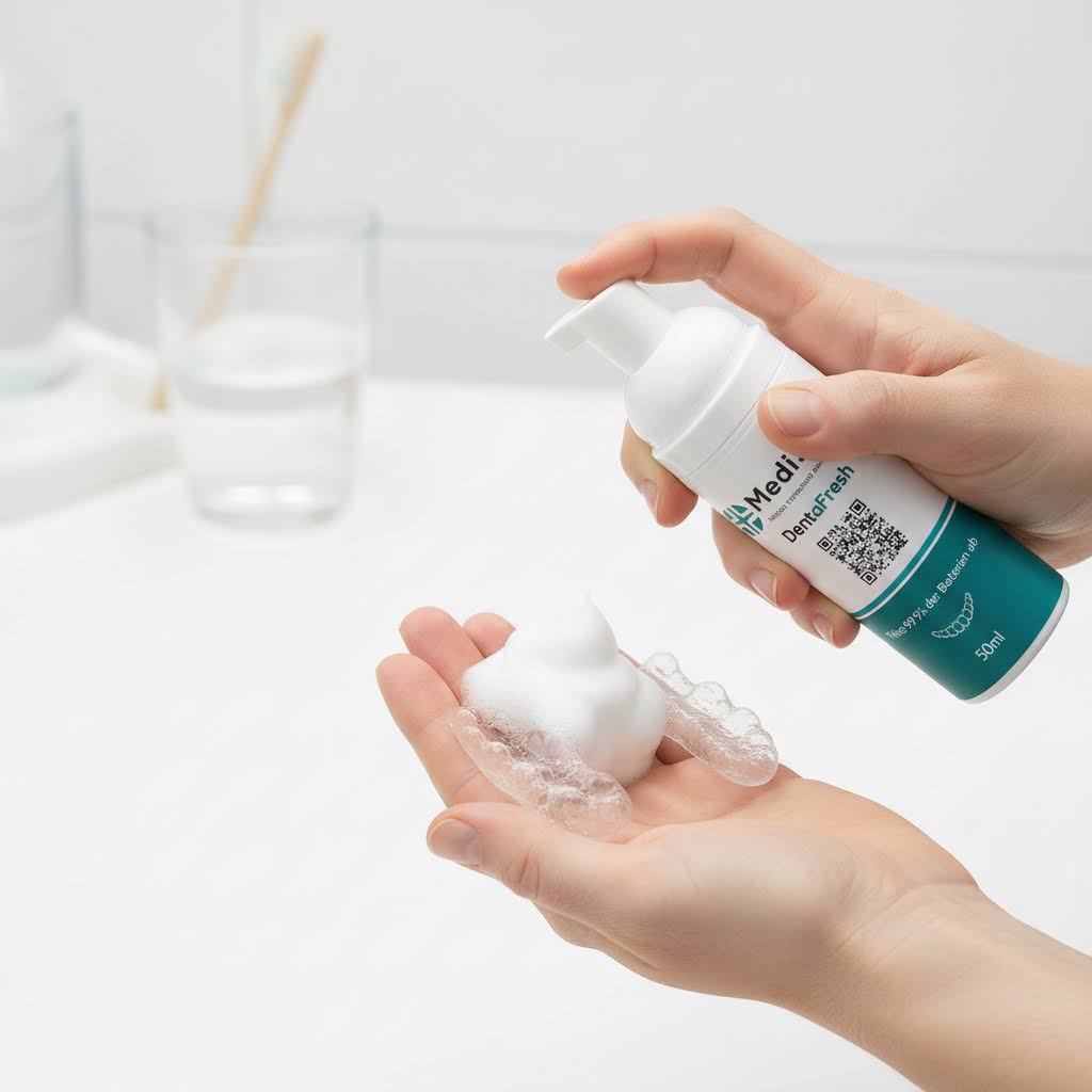 DentaFresh Reinigungsschaum für Zahnersatz & Zahnschienen | Prothesen & Aligner reinigen