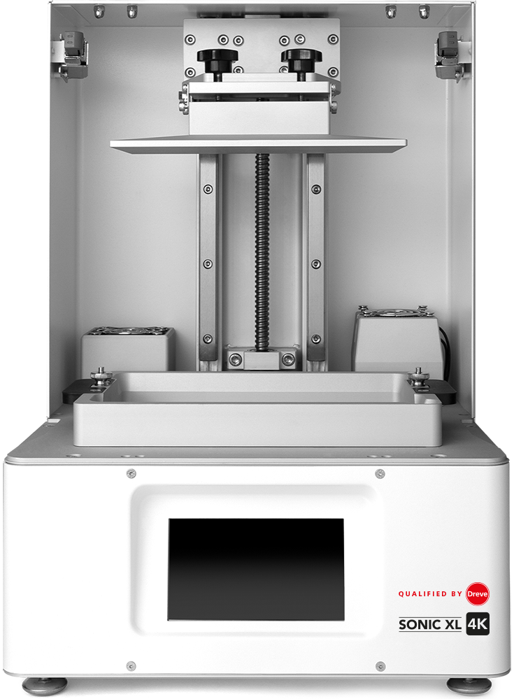 Phrozen Sonic XL 4K – Front geöffnet, Bauplattform/Harzwanne sichtbar