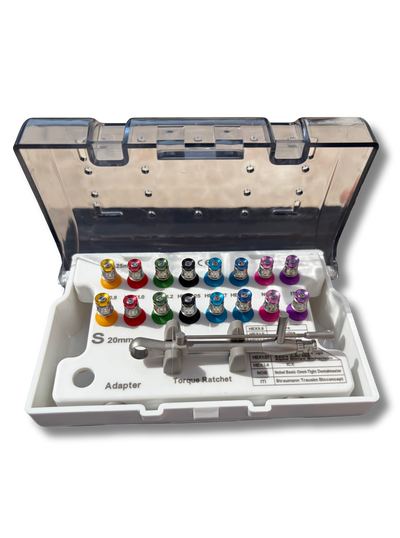 Universal Implantat-Prothetik Drehmomentschlüssel-Set | 16-teilig | 10–70 Ncm